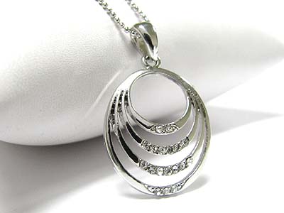 Made in korea whitegold plating crystal accent round pendant necklace