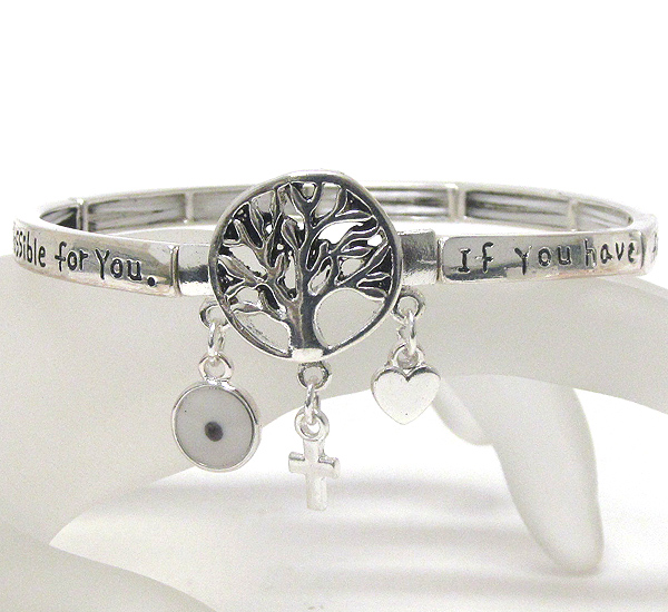 LIFE OF TREE MESSAGE STRETCH BRACELET - IF YOU HAVE FAITH AS SMALL AS A MUSTARD SEED NOTHING WILL BE IMPOSSIBLE FOR YOU