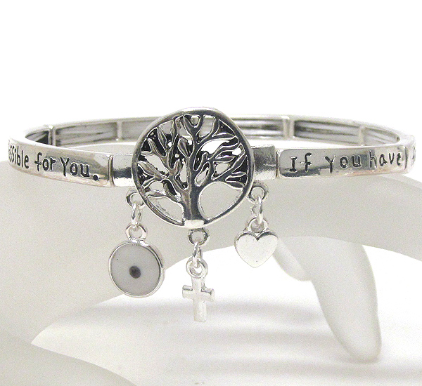 Life of tree message stretch bracelet - if you have faith as small as a mustard seed nothing will be impossible for you