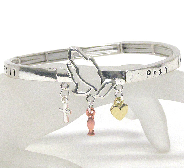 Pryer hand message stretch bracelet - pray without ceasing - 1 thessalonians 5:17