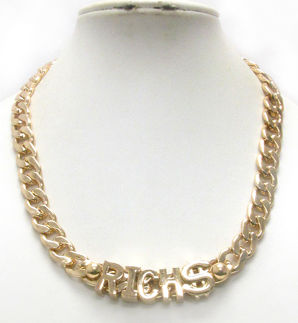 RICH LETTER AND THICK CHAIN NECKLACE