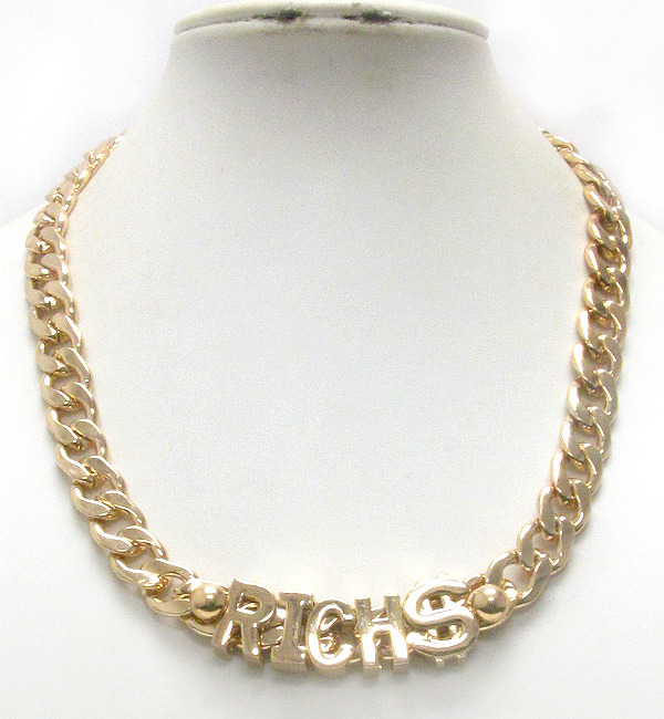 Rich letter and thick chain necklace