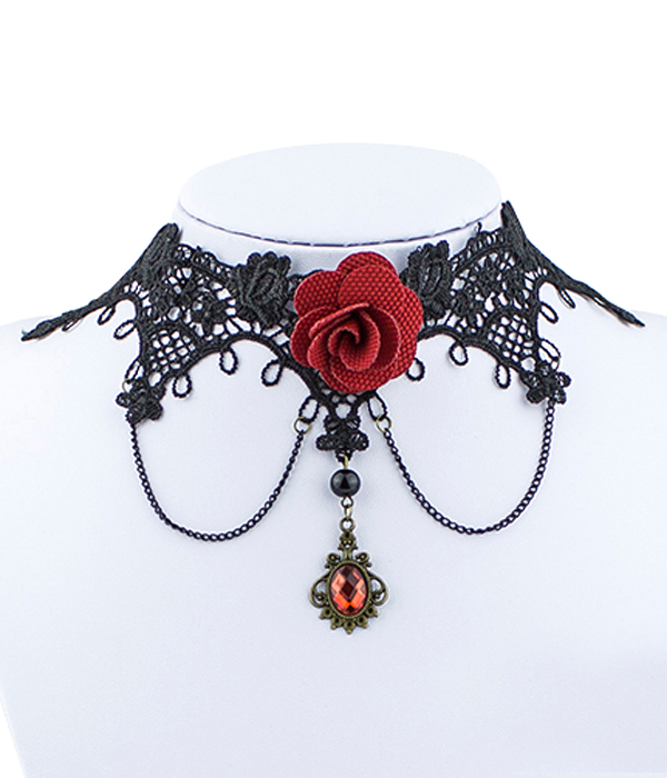 Handmade retro gothic steampunk lace chocker necklace