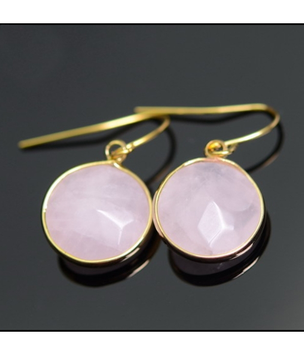 Handmade semi precious stone earring - rose quartz