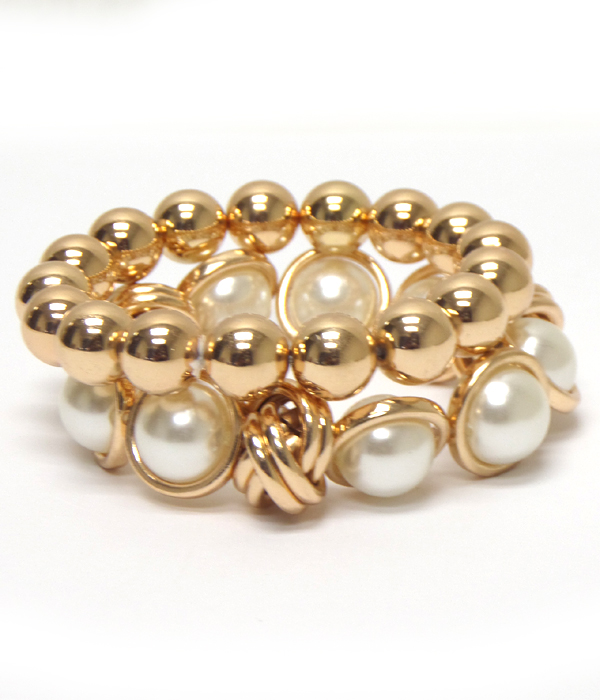 2 pearls and beads bracelet set