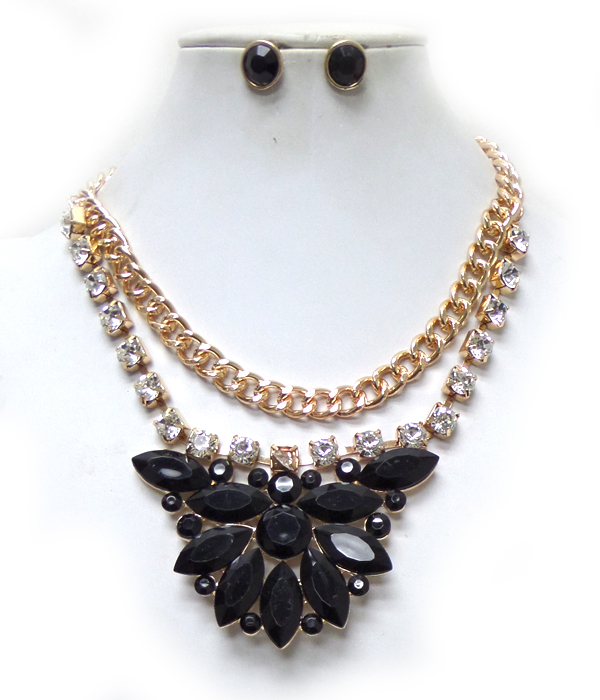 2 layer chain and flower necklace set