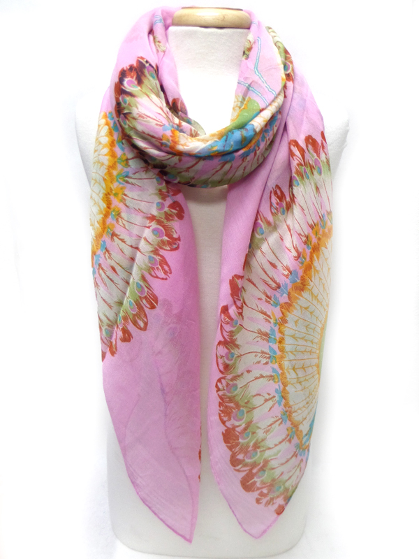 Peacock feather pattern print scarf