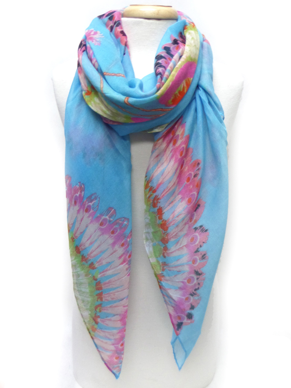 Peacock feather pattern print scarf