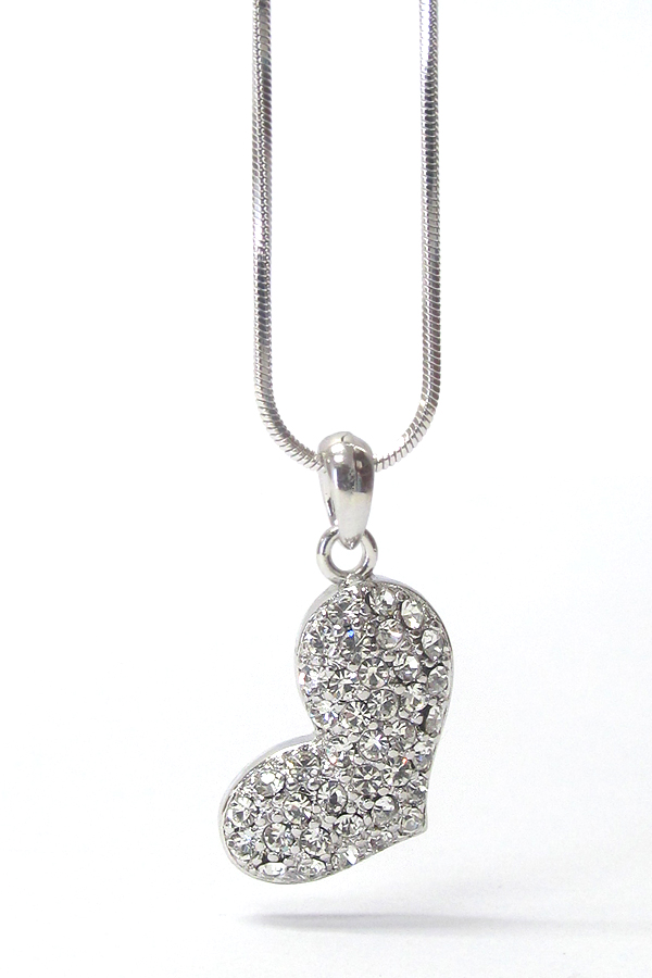 MADE IN KOREA WHITEGOLD PLATING CRYSTAL HEART PENDANT NECKLACE -valentine