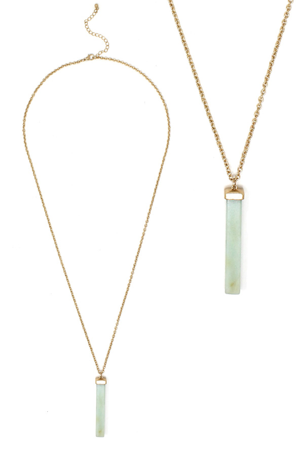 SEMI PRECIOUS STONE PENDANT LONG NECKLACE