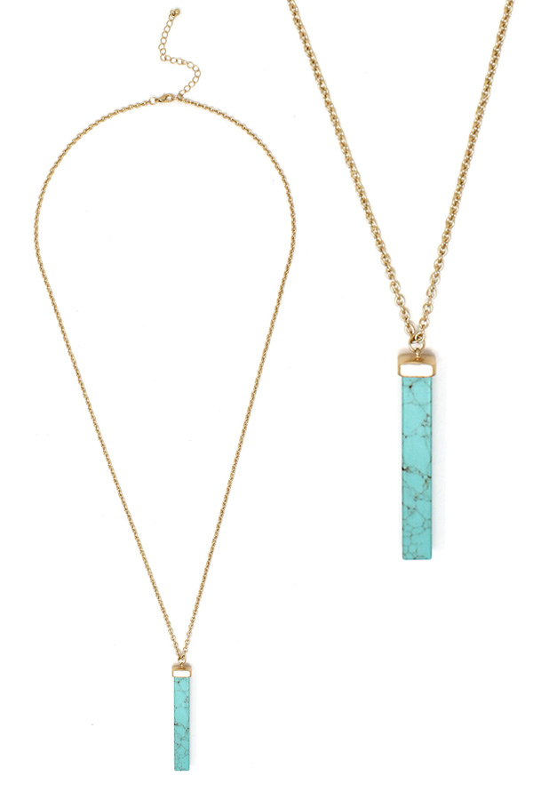 Semi precious stone pendant long necklace