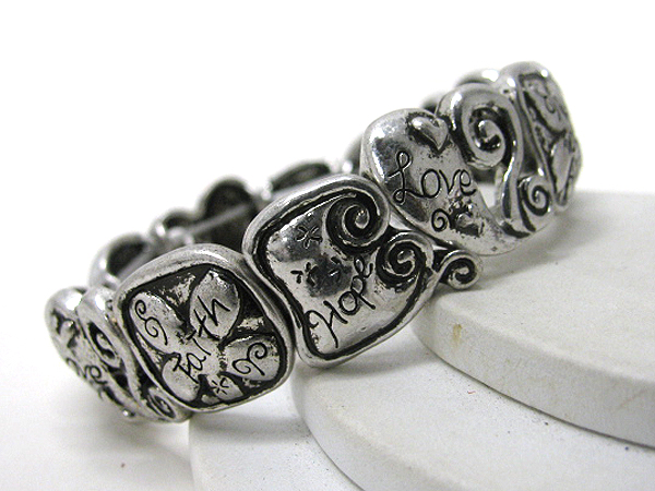 Faith hope love message stretch bracelet
