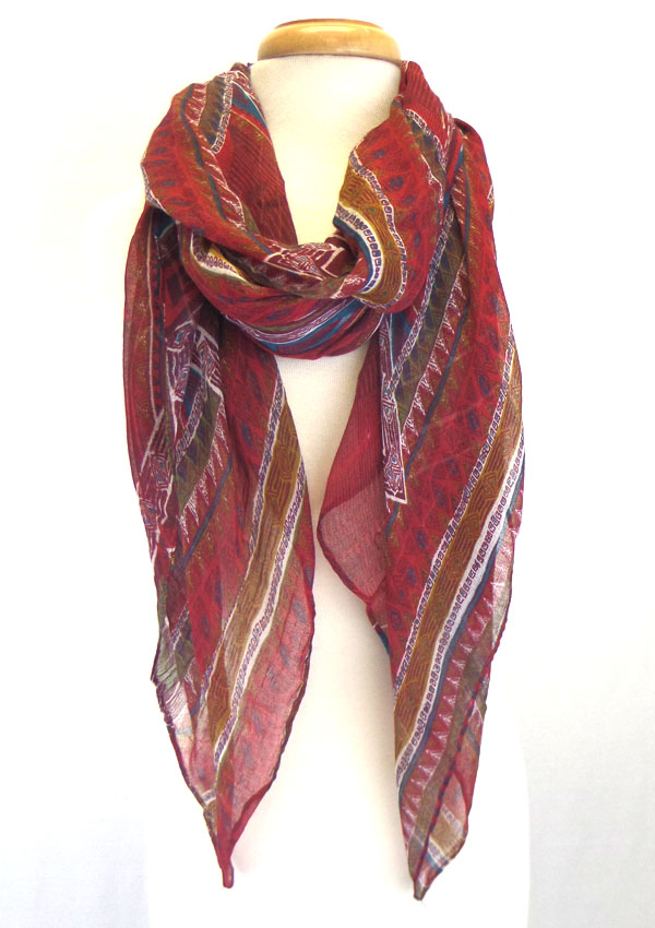 Multi color abstractive pattern scarf