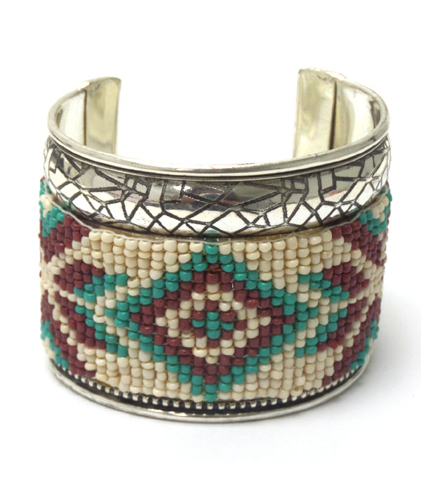Seed beads bohemian pattern bangle bracelet