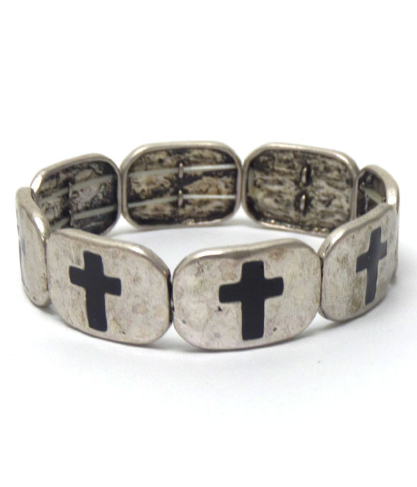 Metal linked cross bracelet