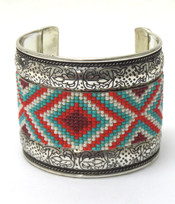 Seed beads bohemian pattern bangle bracelet
