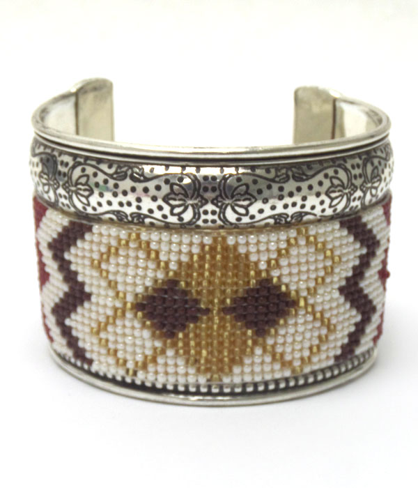 Seed beads bohemian pattern bangle bracelet