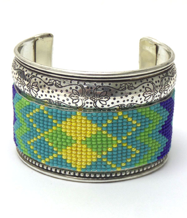 Seed beads bohemian pattern bangle bracelet