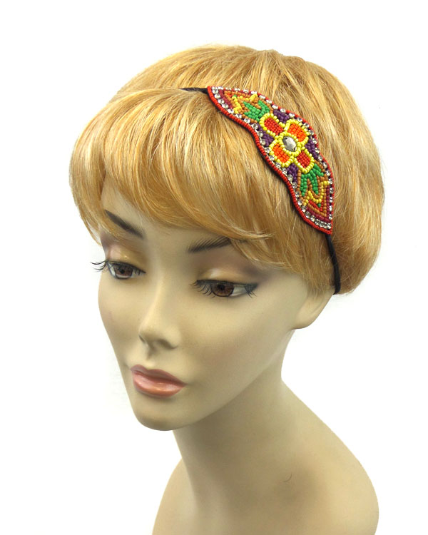 Handmade seed beads pattern headband 