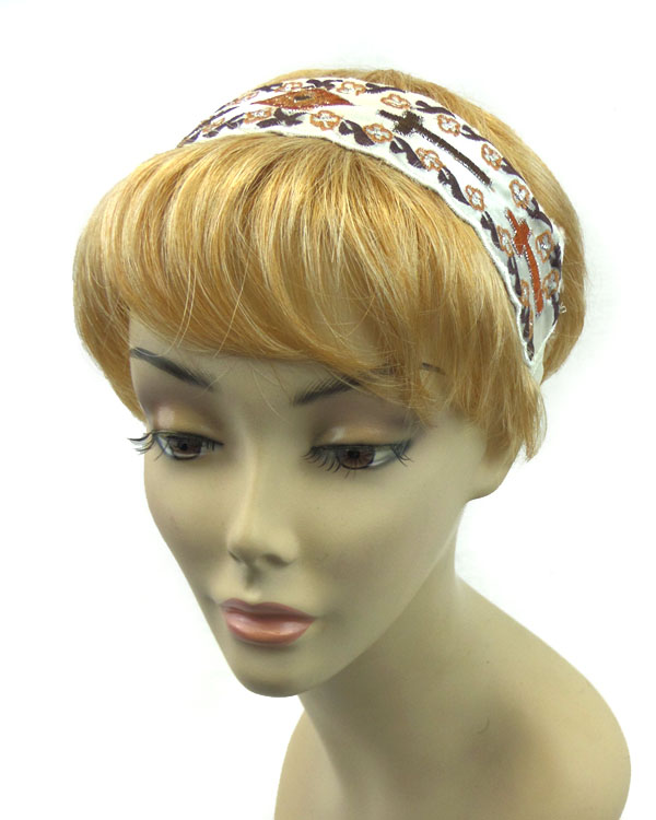 Handmade seed beads cross pattern headband