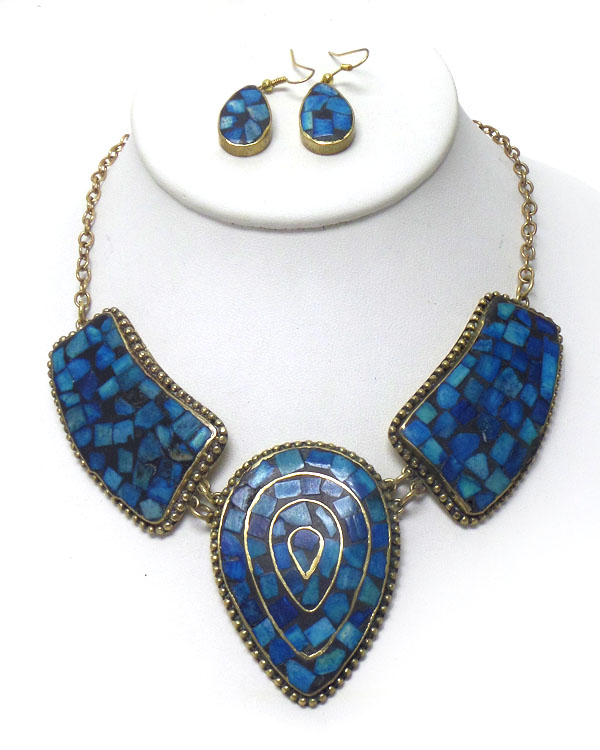 Three mosaic link necklace set