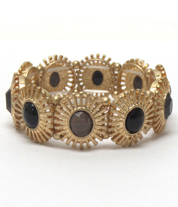 Metal disks linked with stones bracelet 