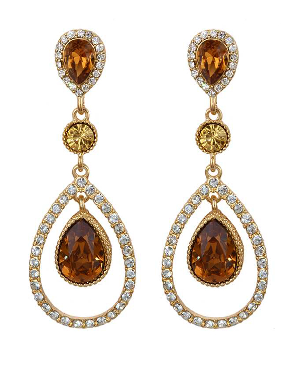 Facet glass and rhinestone teardrop earring