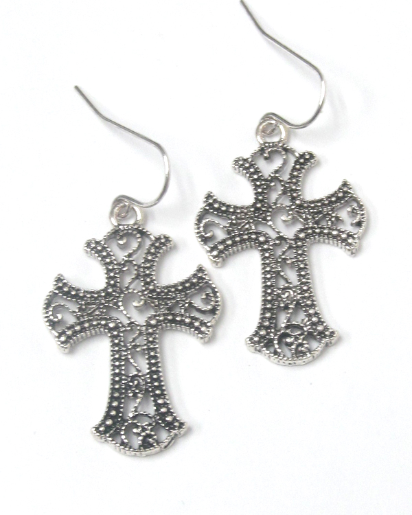 Estate textured cross earrings