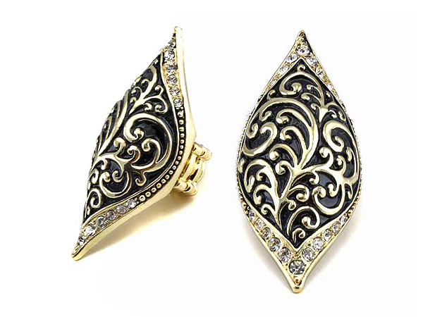 Textured metal oval long finger stretch ring