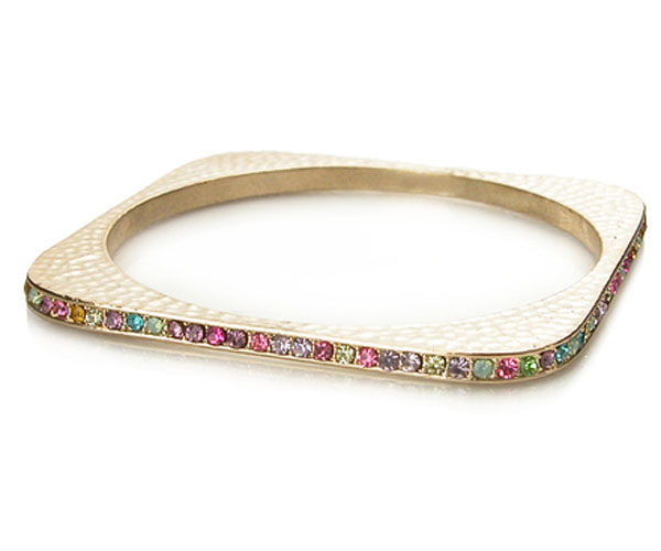 Square thin line crystal bangle