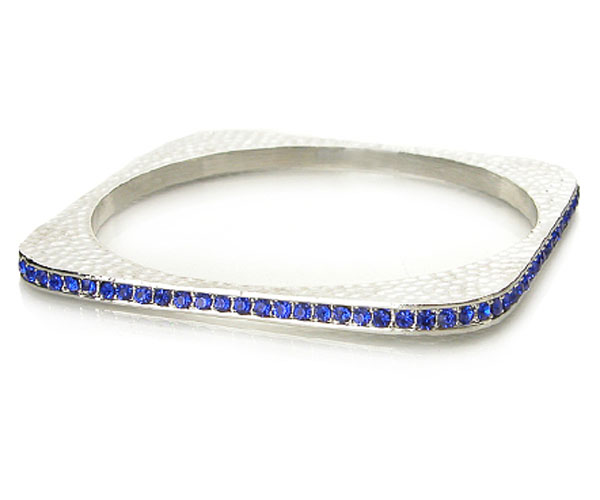 Square thin line crystal bangle