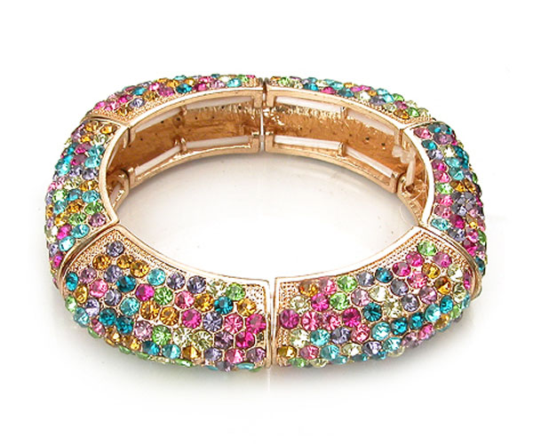 Luxury pave crystal square shape stretch bracelet