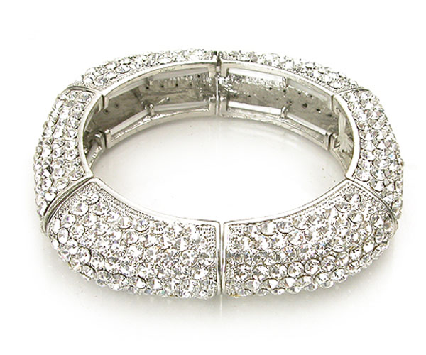 Luxury pave crystal square shape stretch bracelet