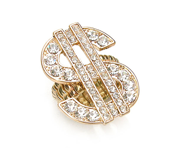 Crystal dollar sign stretch ring