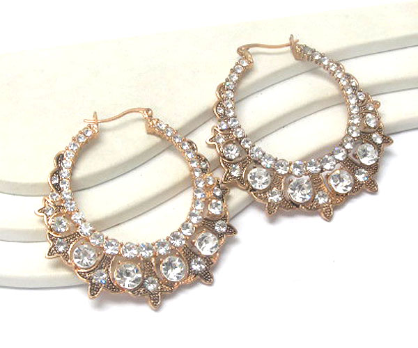 MULTI SIZE CRYSTAL  FASHION STYLE ROUND DROP FRENCH EARRING