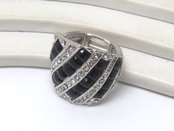 Multi crystal glass square line patern and multi crystal line metal stretch ring