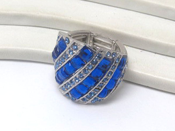 MULTI CRYSTAL GLASS SQUARE LINE PATERN AND MULTI CRYSTAL LINE METAL STRETCH RING