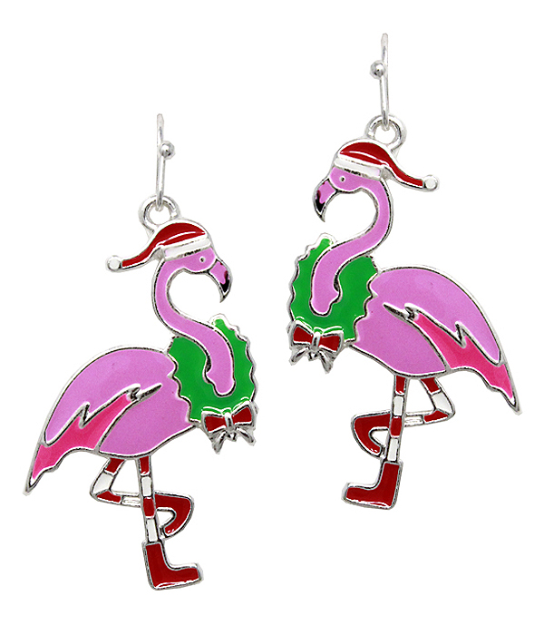 EPOXY CHRISTMAS THEME EARRING - FLAMINGO