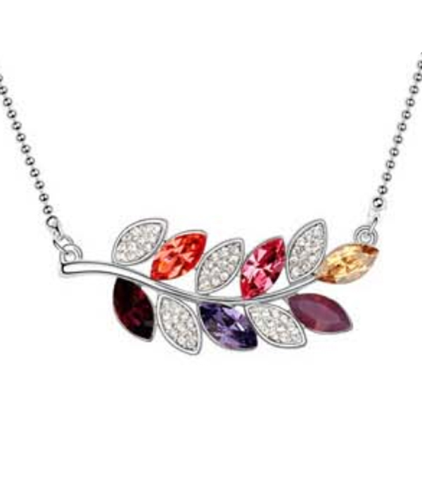 Crystal leaf pendant necklace