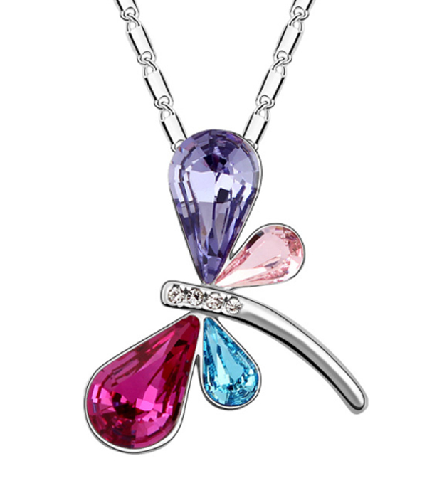Crystal dragonfly pendant necklace