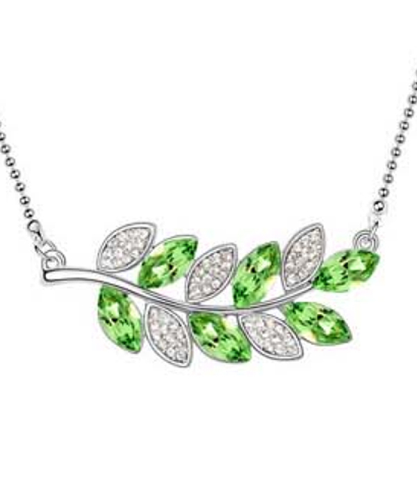 Crystal leaf pendant necklace