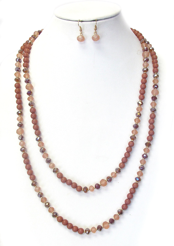 GENUINE SEMI PRECIOUS STONE MIX LONG NECKLACE SET