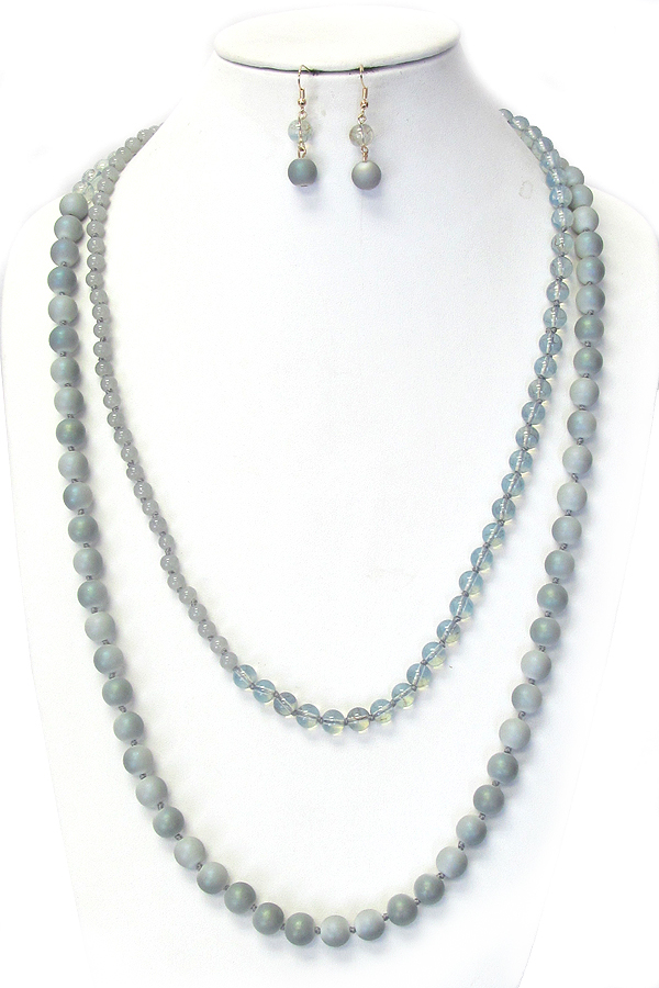 Genuine semi precious stone mix long necklace set