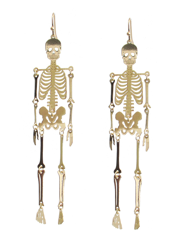 HALLOWEEN THEME METAL FILIGREE SKULL SKELETON EARRING