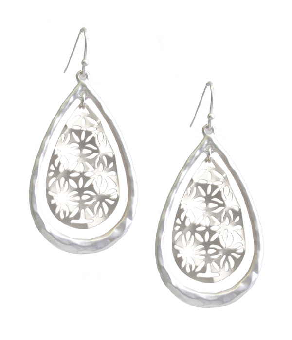 METAL FILIGREE TEARDROP EARRING