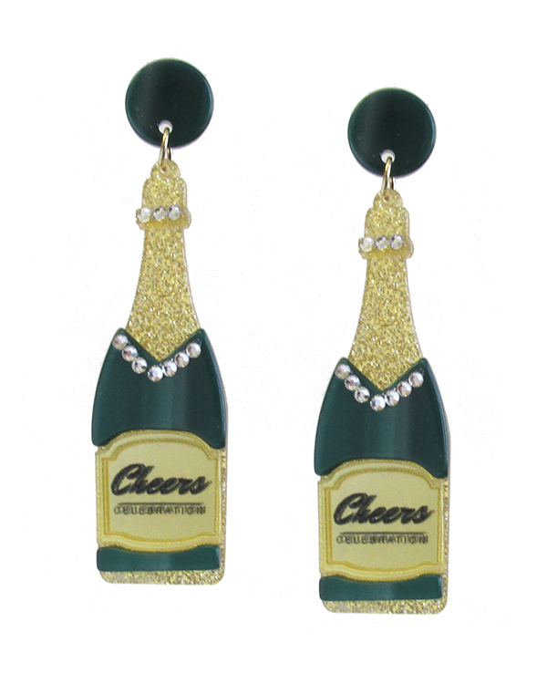 Champagne theme acrylic earring