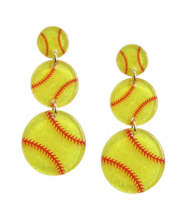 Sport theme acrylic earring - softball