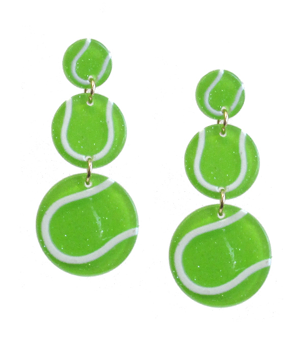 SPORT THEME ACRYLIC EARRING - TENNIS BALL