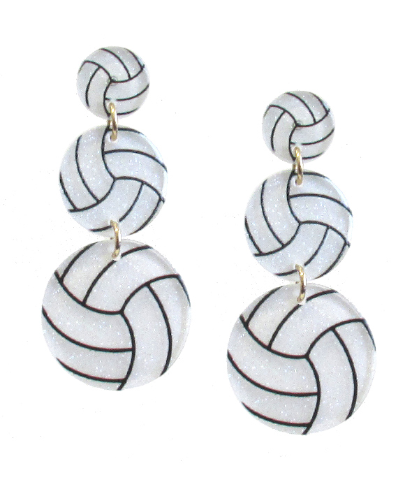 SPORT THEME ACRYLIC EARRING - VOLLEYBALL