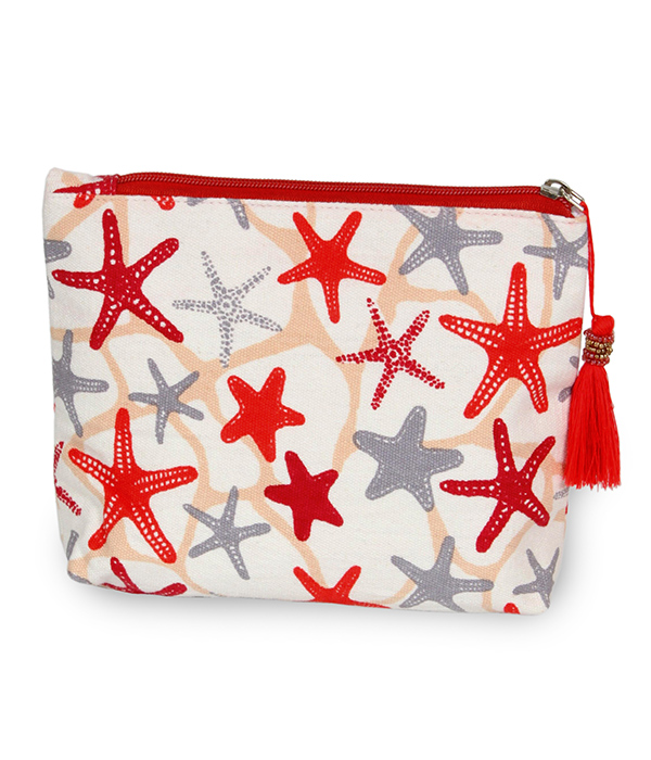 Sealife theme pouch cosmetic bag - starfish - 100% cotton